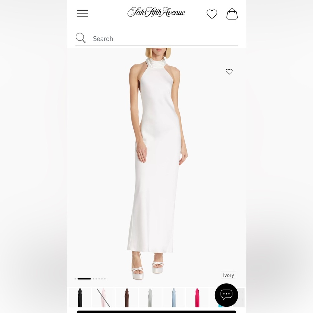 Rang Brook Tatiana High Neck Satin Gown in Ivory